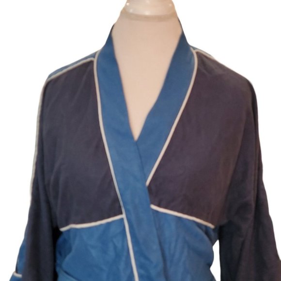 Vintage 80s Mens Blue Fleece Robe S/M McGregor - Picture 3 of 8